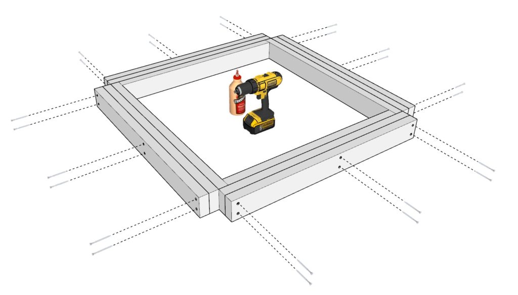 DIY outdoor dining table frame construction