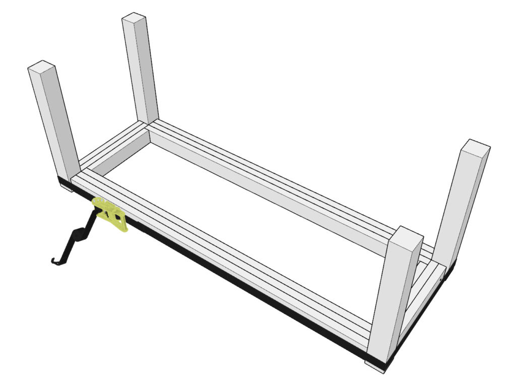 Add ratchet straps to DIY desk frame