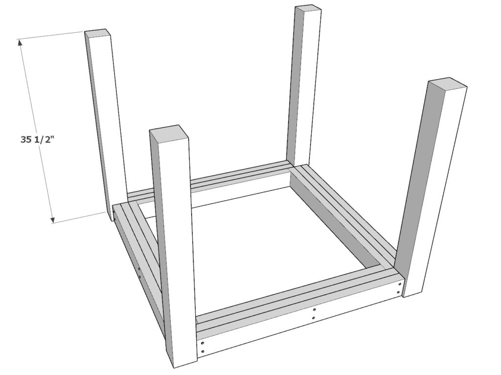 DIY outdoor dining table frame construction