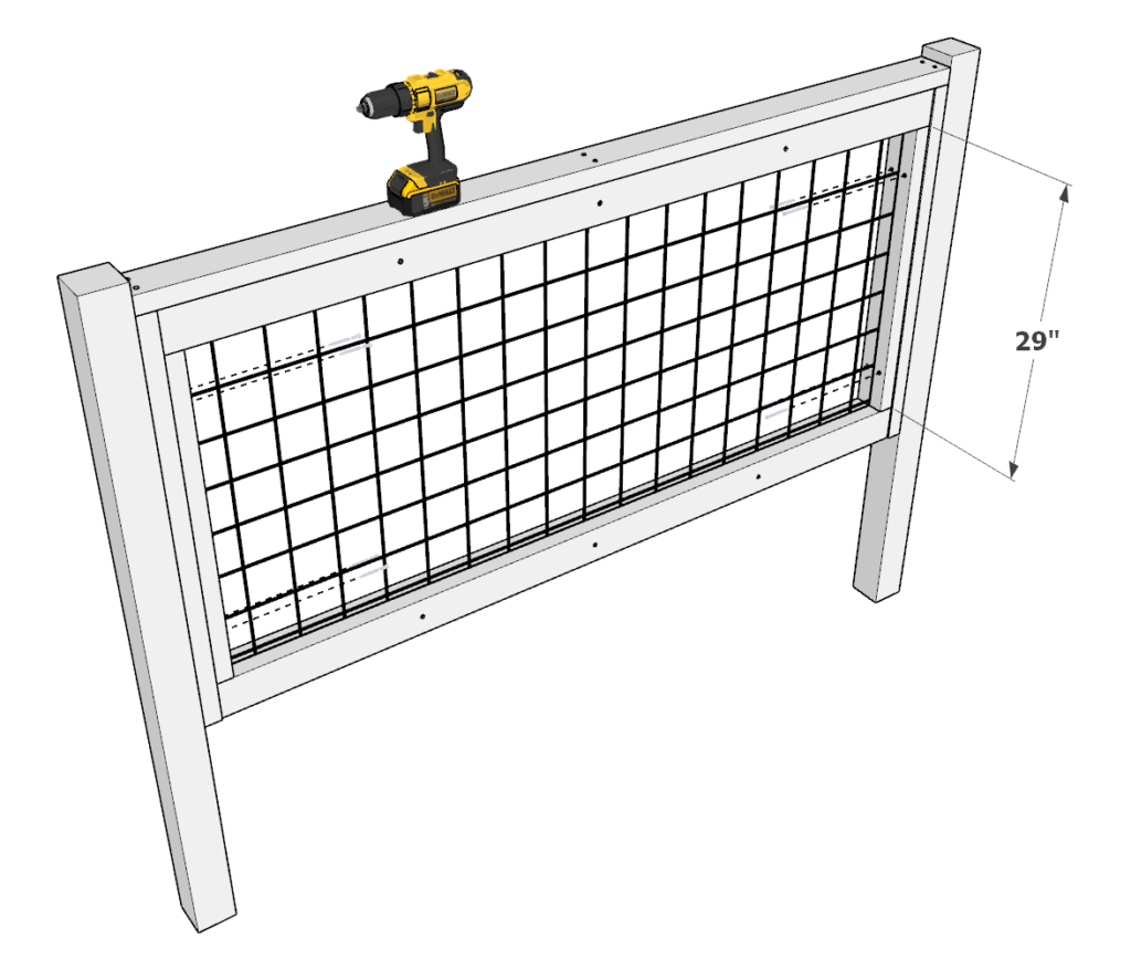 Adding the 2x2s to the DIY fence panel