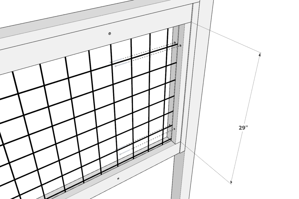 Adding the 2x2s to the DIY fence panel