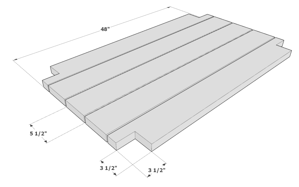 Adding the decking pieces for the bottom shelf of DIY grill table