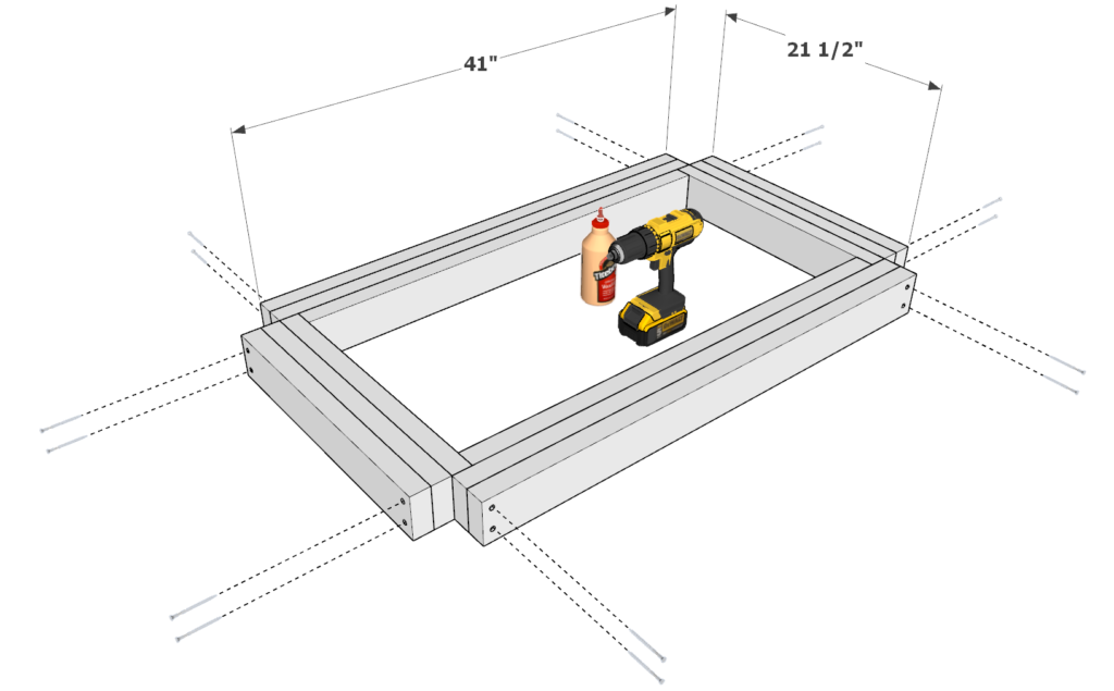 DIY kitchen island rolling grill frame assembly