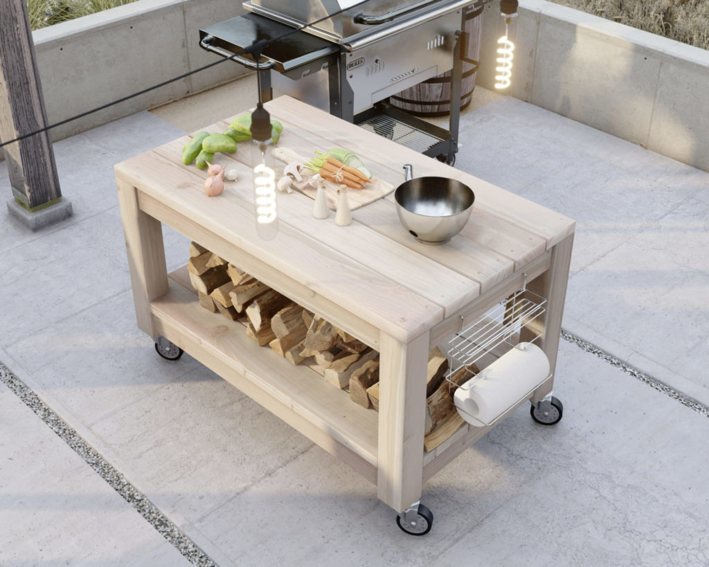 DIY kitchen island rolling grill and barbecue table plans