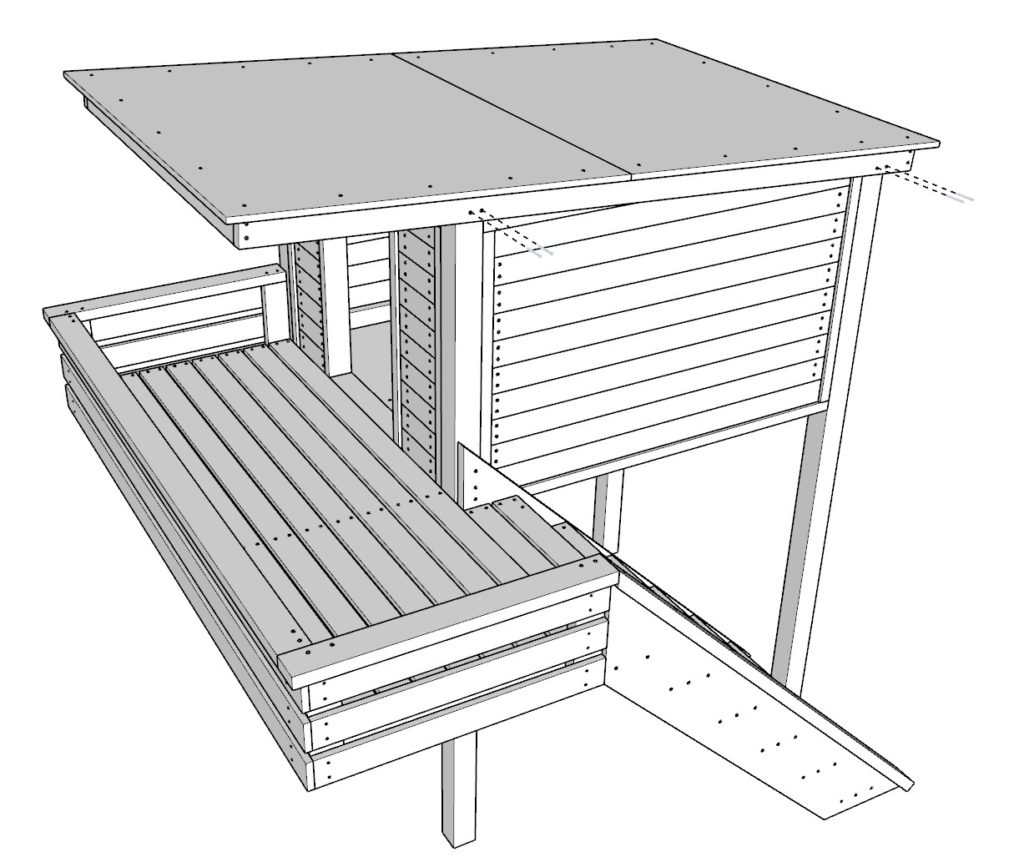 DIY doghouse roof assembly