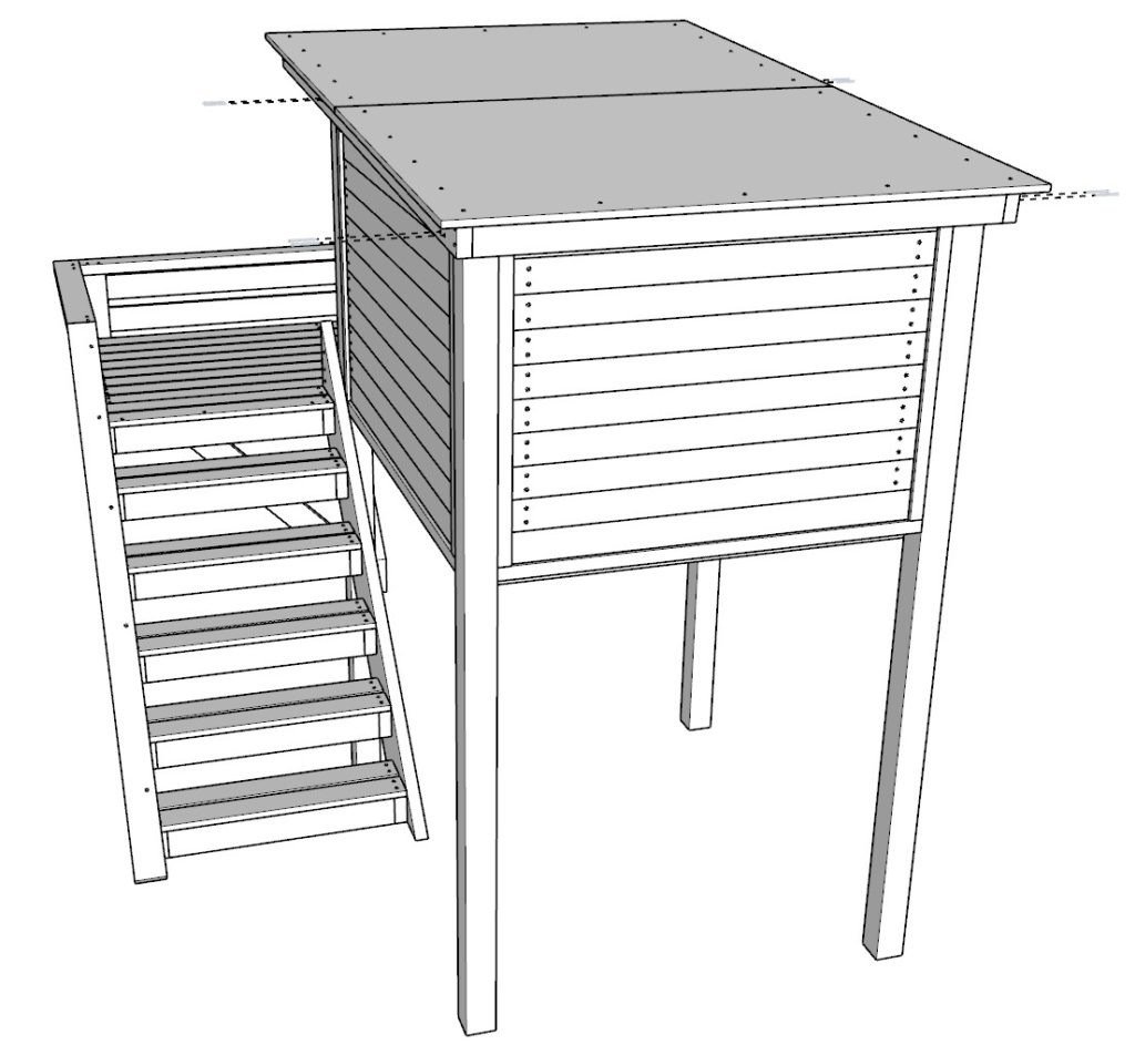 DIY doghouse roof assembly