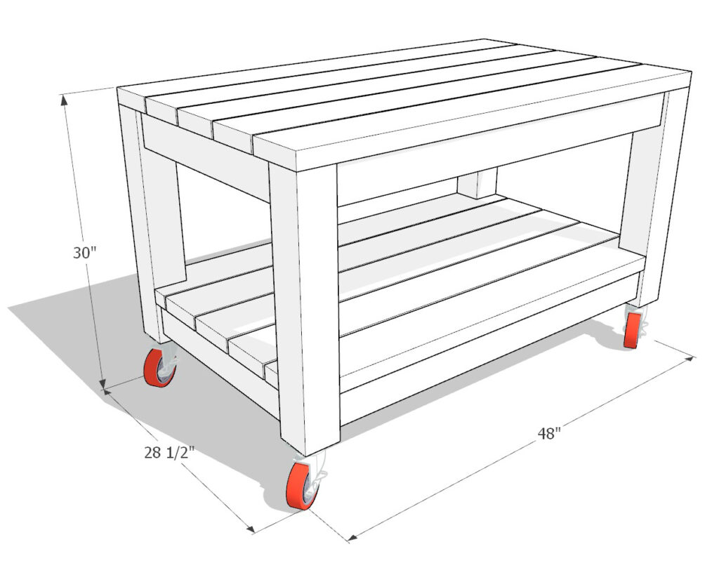 DIY kitchen island rolling grill and barbecue table dimensions