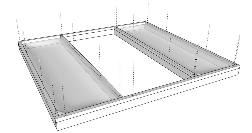 Adding screws to the secondary frame to the wall of the DIY greenhouse