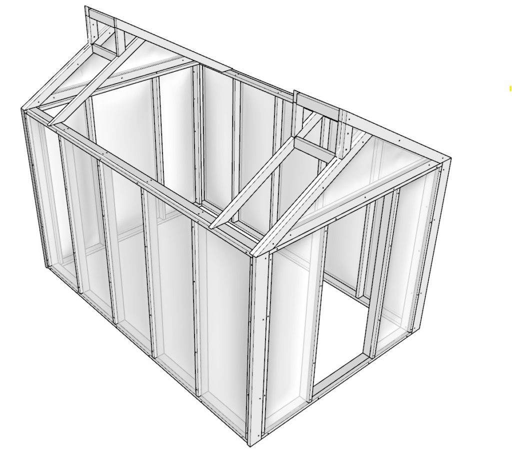 attaching the rafters to the greenhouse wall frame