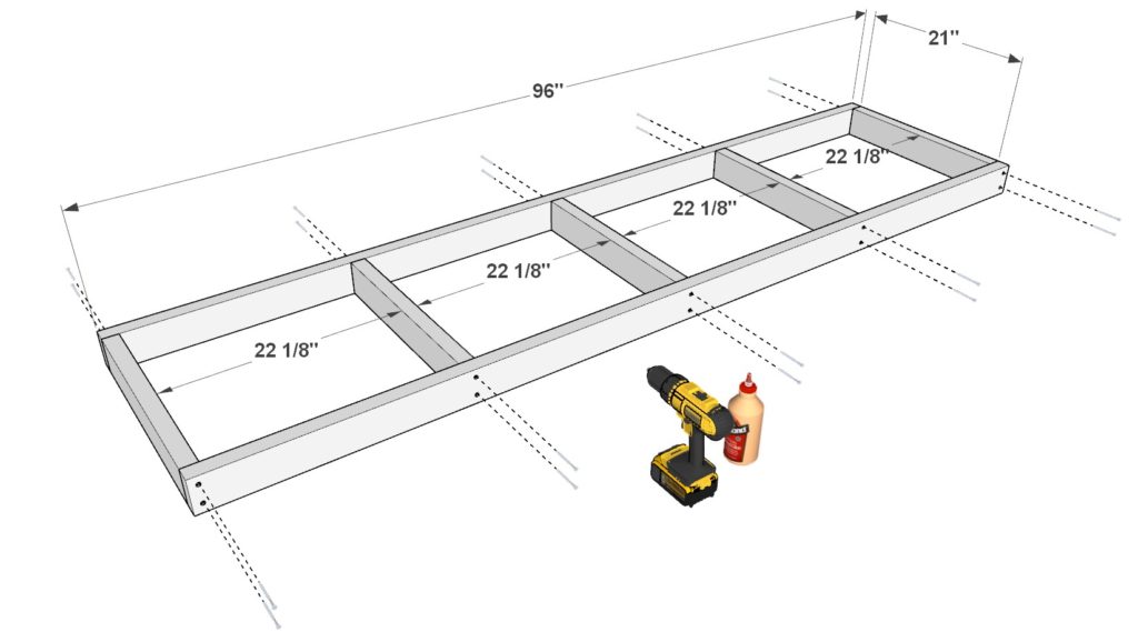 2x4 shelf frame assembly