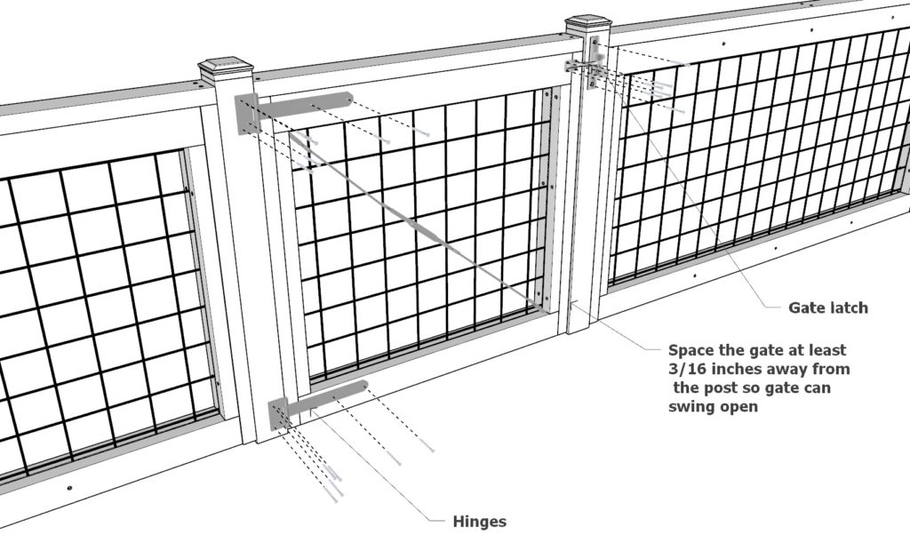 Adding gate hinges and gate lock gear