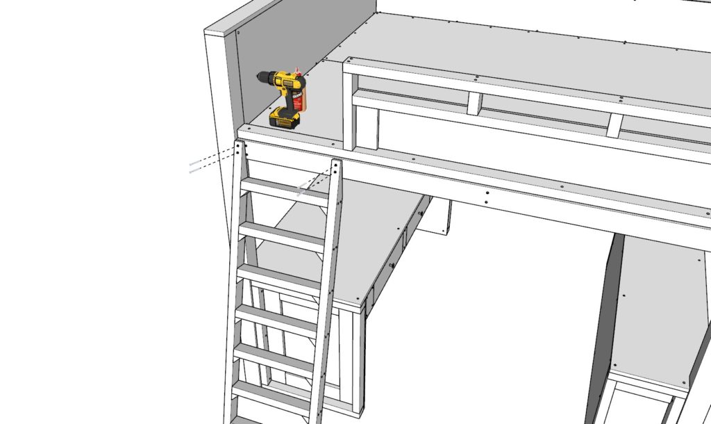 DIY loft bed ladder assembly