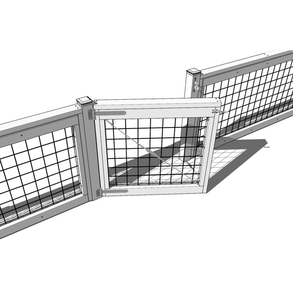 DIY fence gate plans featuring wild hog black metal railing panels