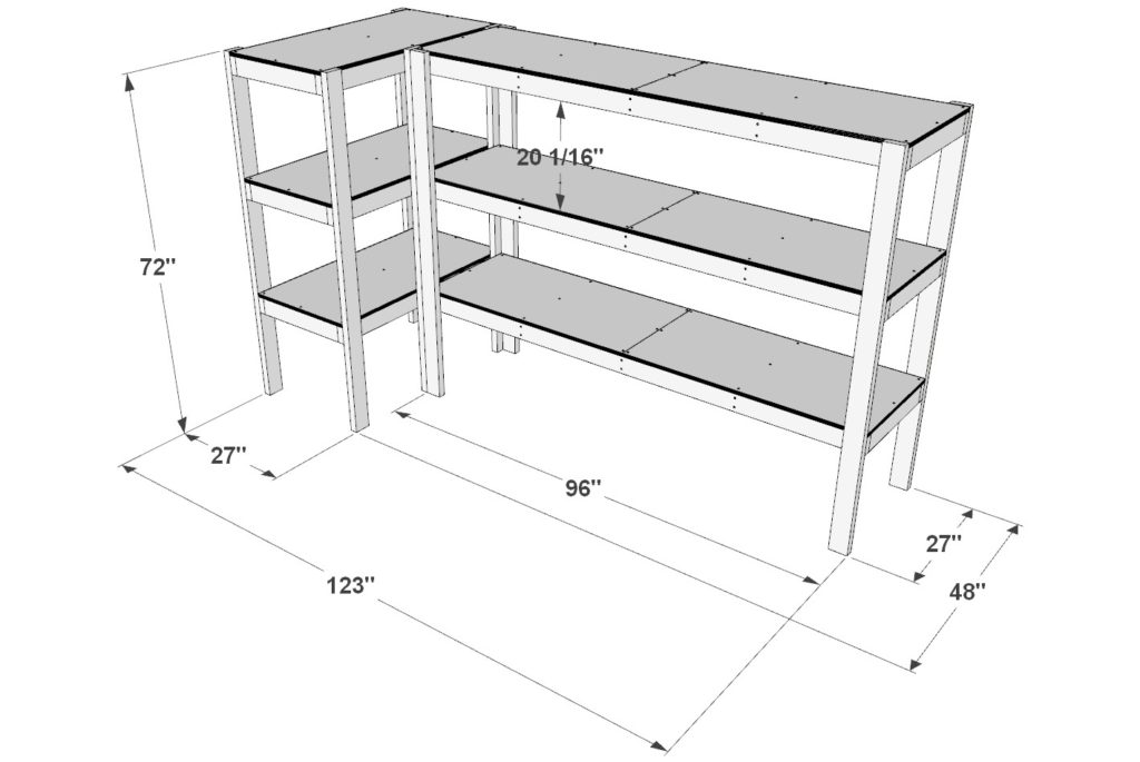 DIY shelve measurements and dimensions
