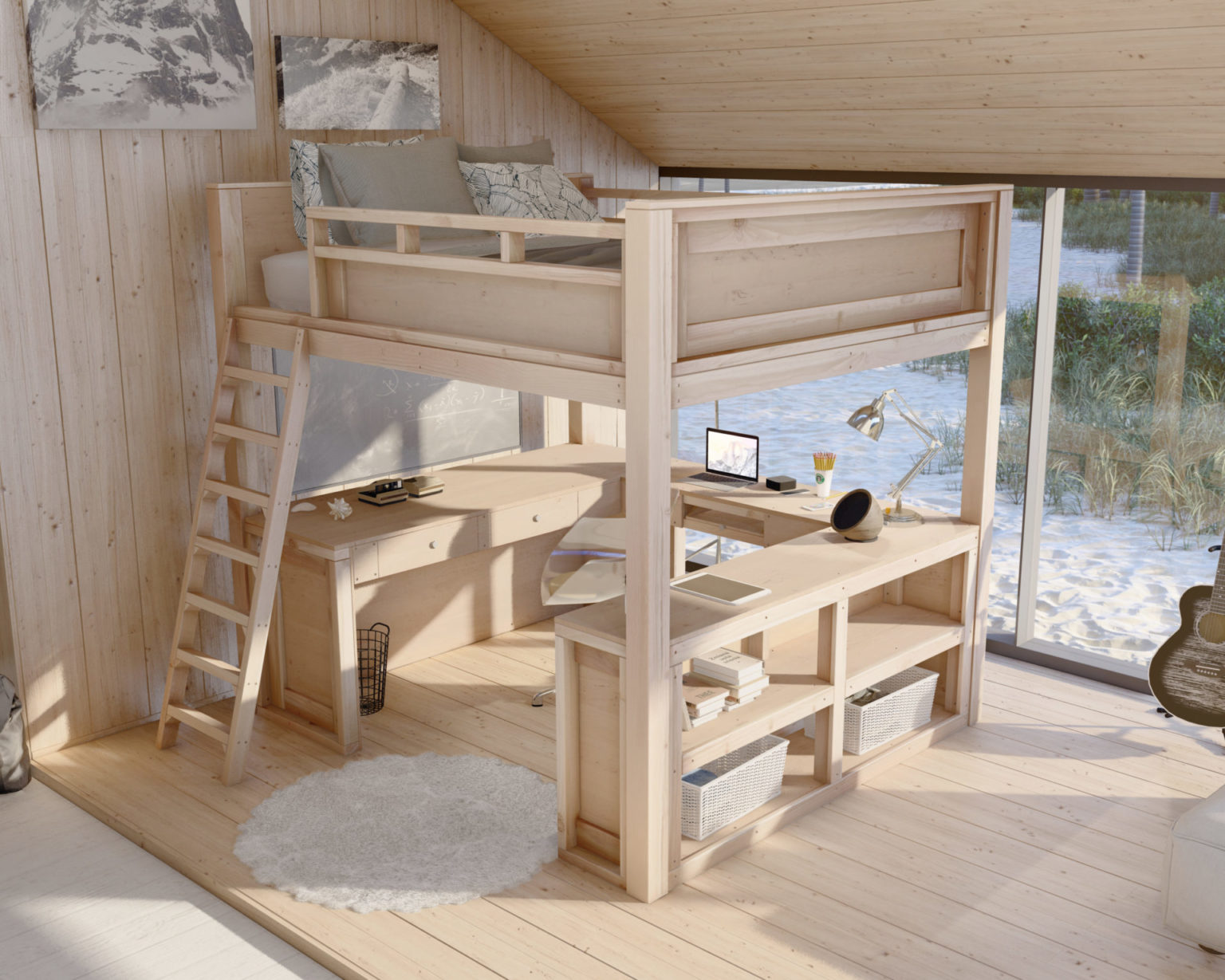 DIY sleep & Study full loft bed plans - DIY projects plans