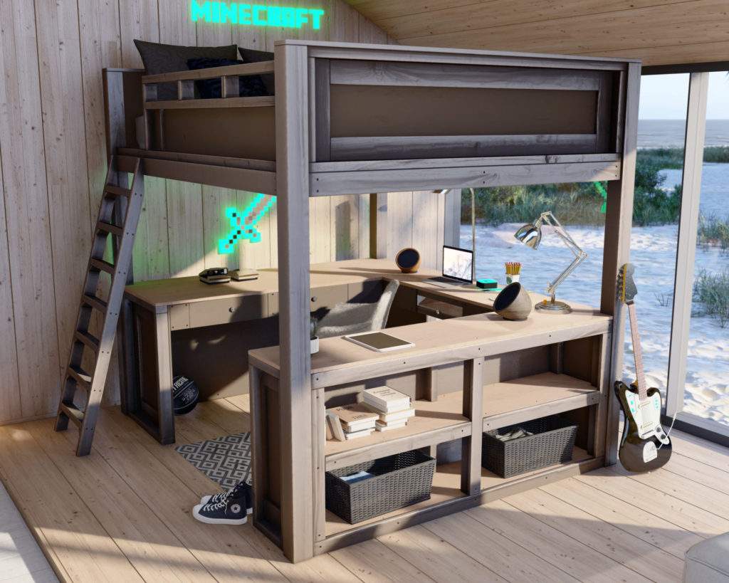 DIY loft bed Sleep & Study, DIY bed, Minecraft bed