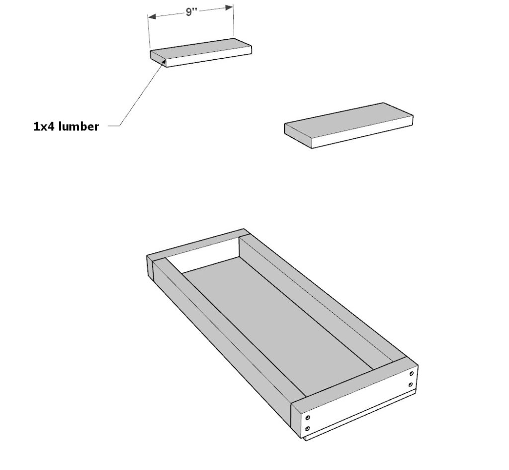 adding 1x4 lumber to DIY loft bed cubie and shelf frame