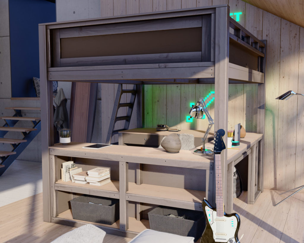 DIY loft bed Sleep & Study, DIY bed, Minecraft bed