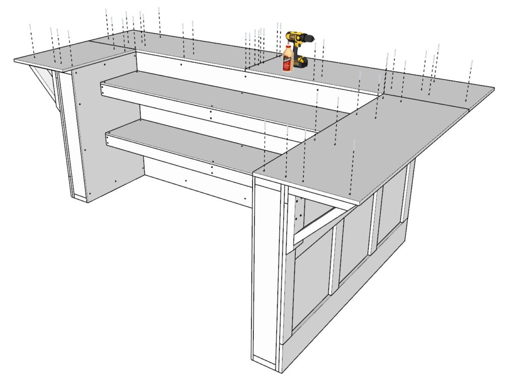 Adding plywood bar top