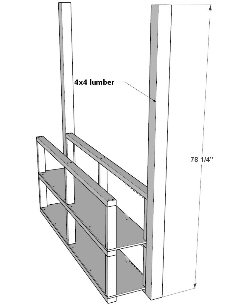 adding 4x4 lumber posts to DIY loft bed