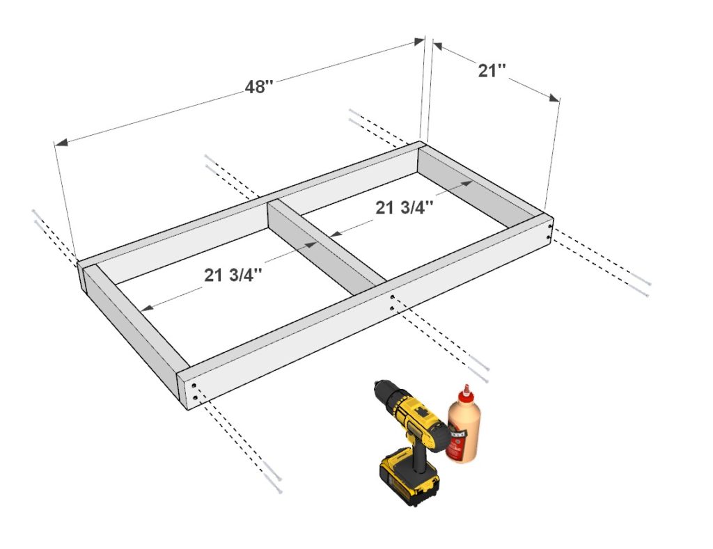 DIY garage shelf short shelf frame construction from 2x4 lumber