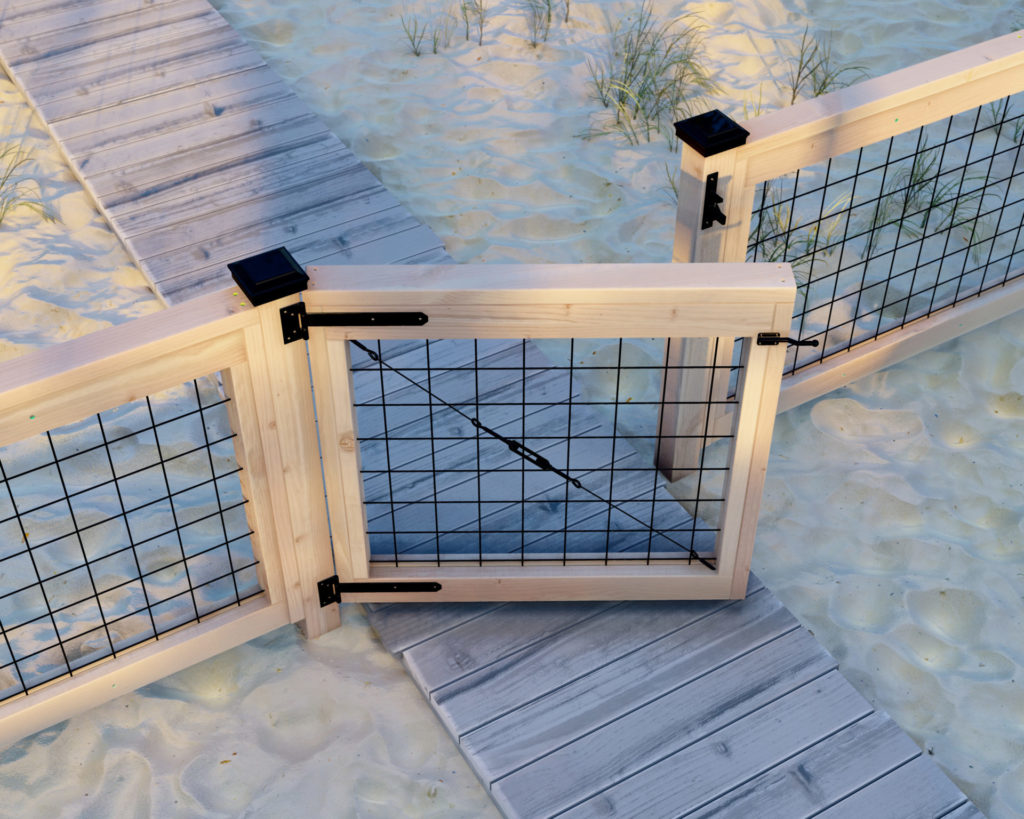 DIY fence and gate plans featuring wild hog black metal railing panels