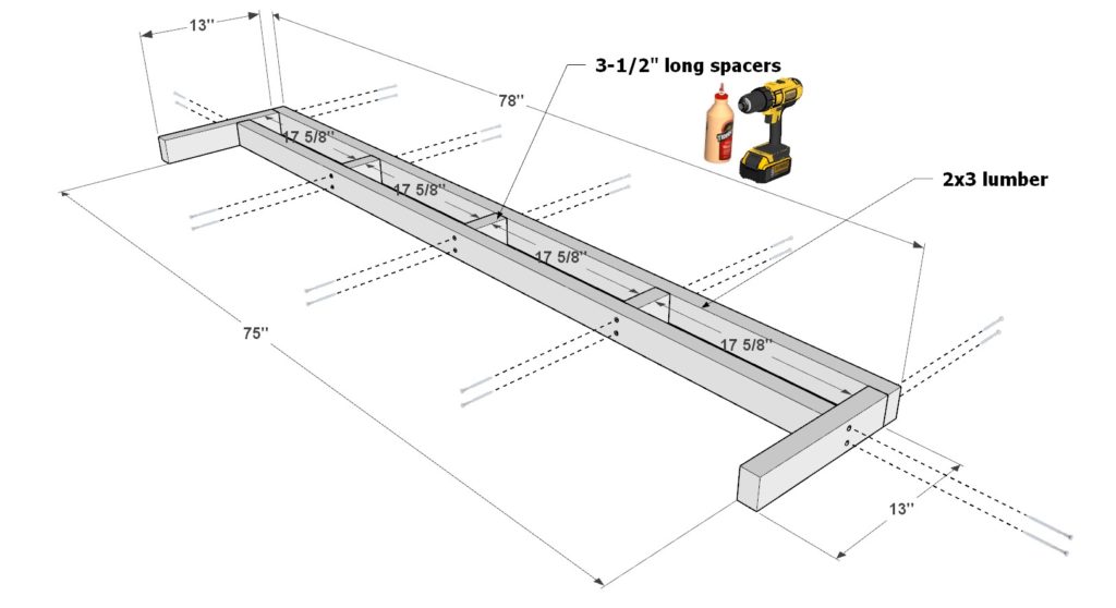 DIY loft bed railing assembly