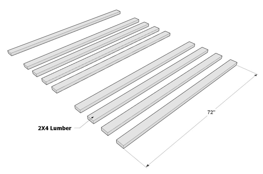 Adding the shelf legs to the DIY garage shelf