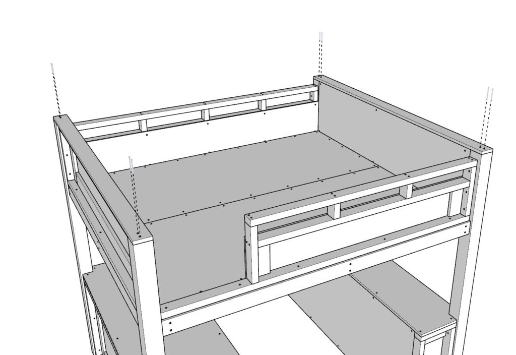 Adding the railing to DIY loft bed