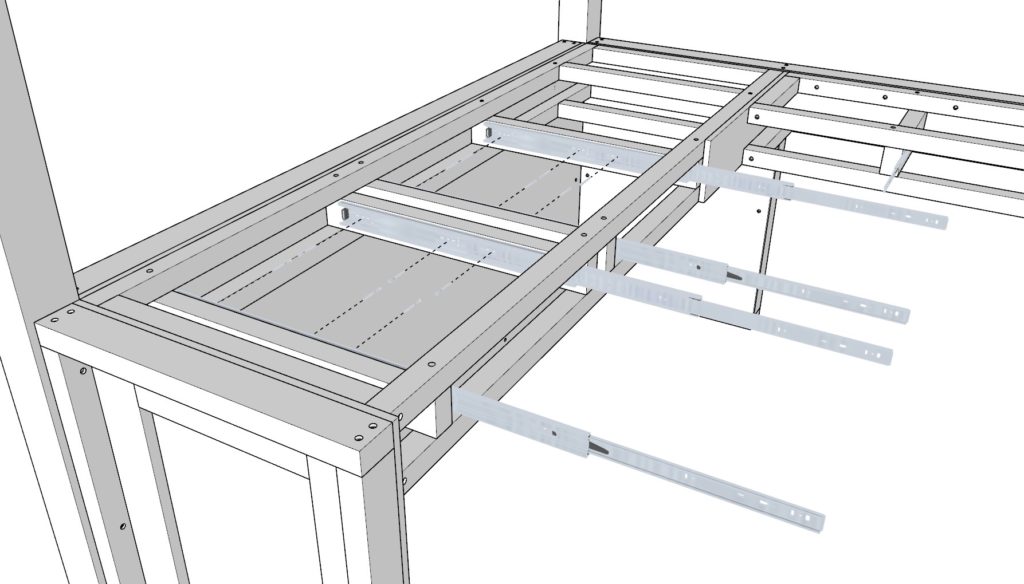 installing the drawer slides for DIY loft bed
