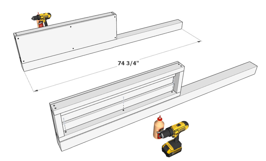 adding the shelf and cubby storage components of DIY loft bed to bed frame