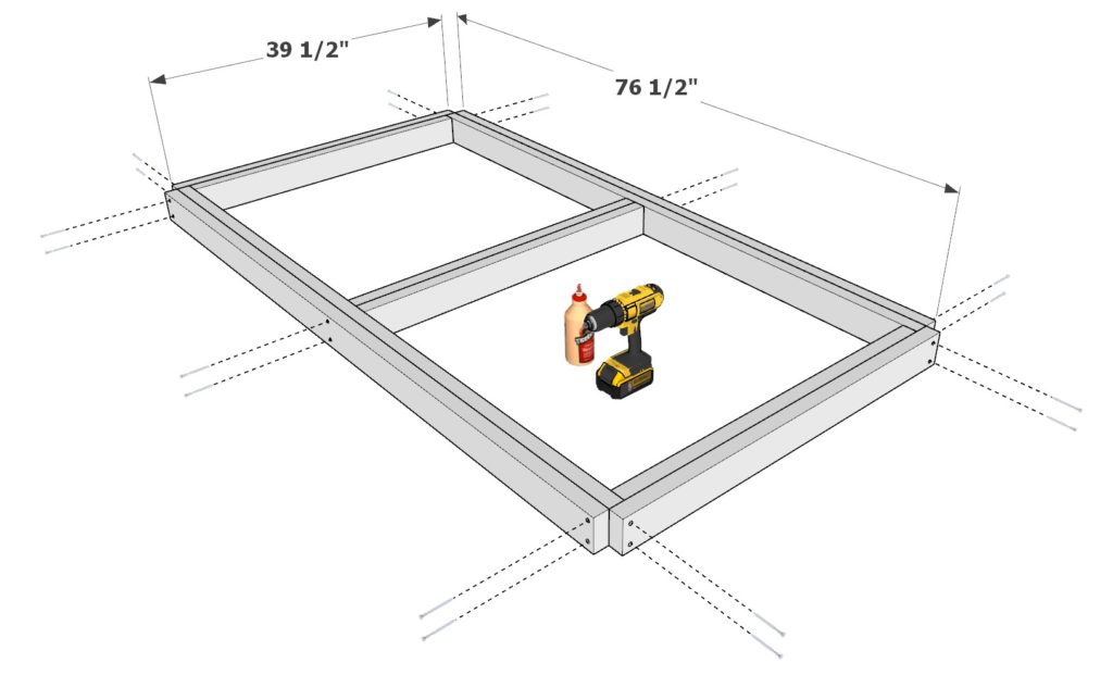 DIY bunk bed frame construction