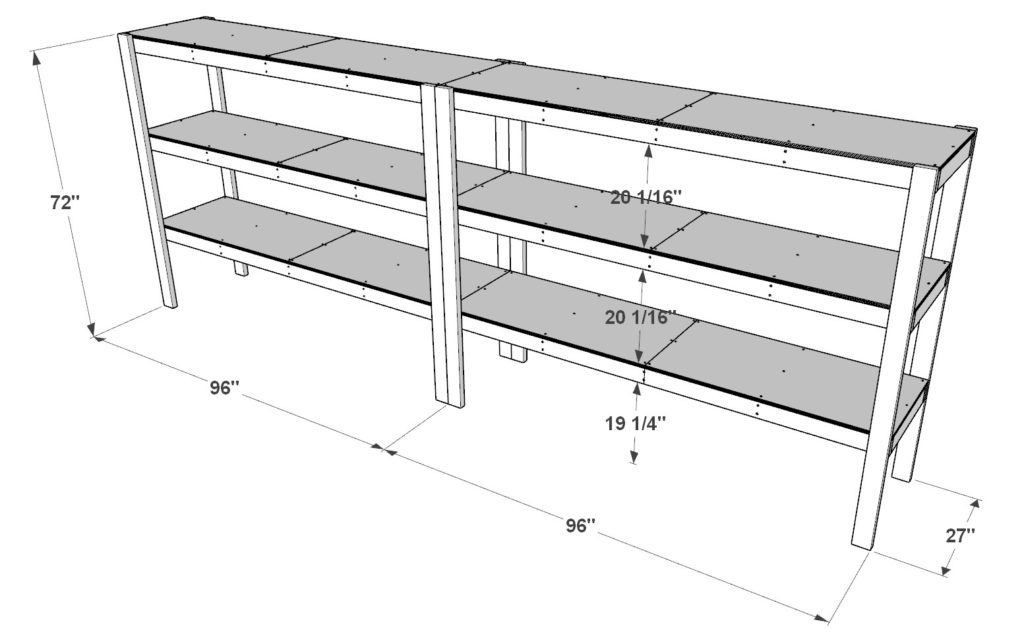 Easy DIY garage shelves dimensions