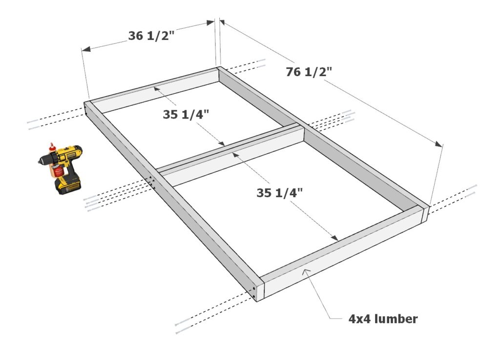 Loft bed frame construction from 2x4 lumber