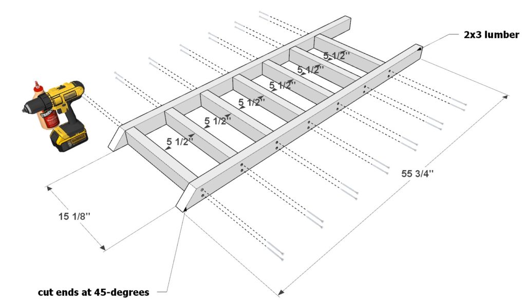 Bunk bed ladder construction and installation