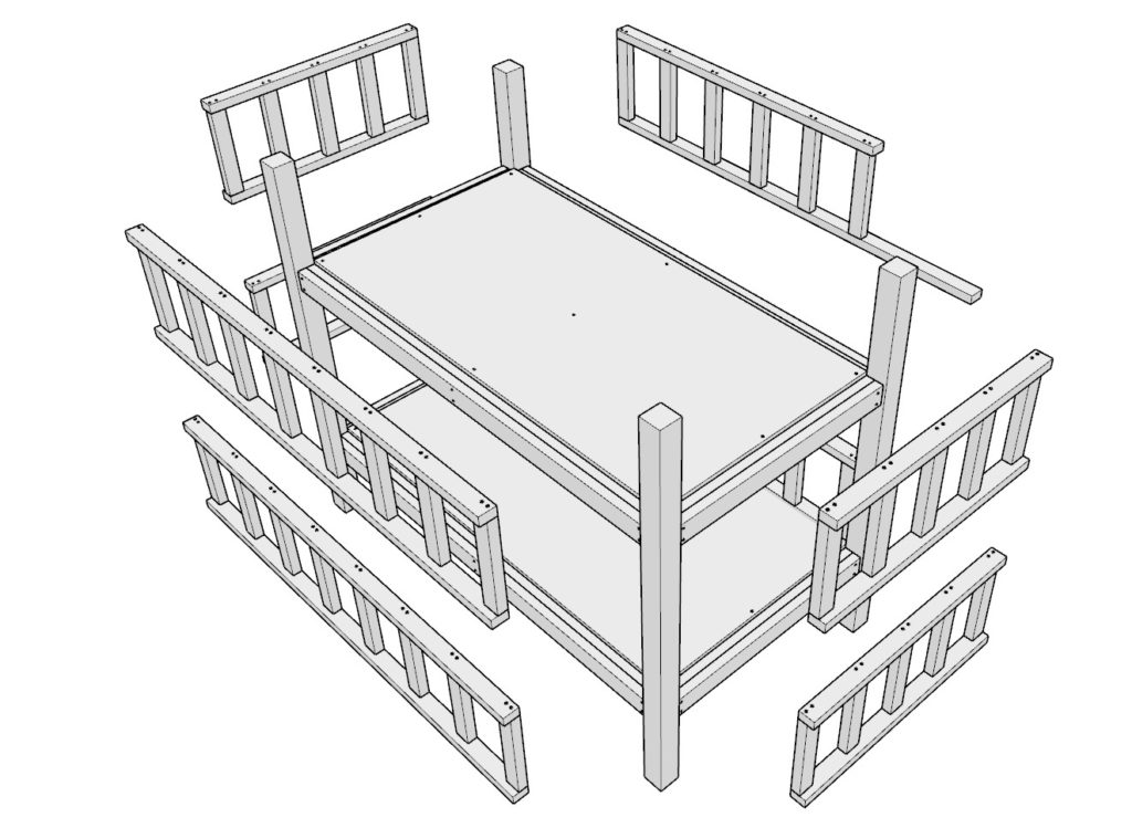 DIY Bunk bed railing assembly and installation