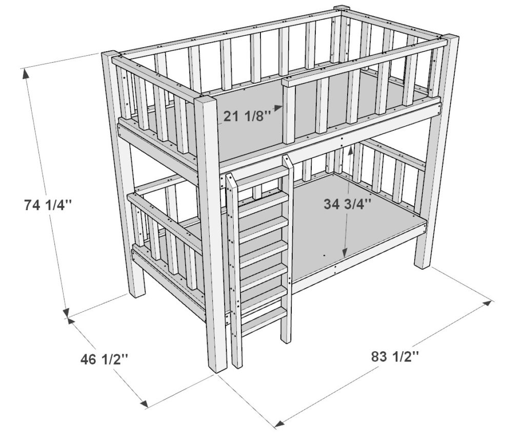 Twin-Over-Twin Bunk Bed dimensions