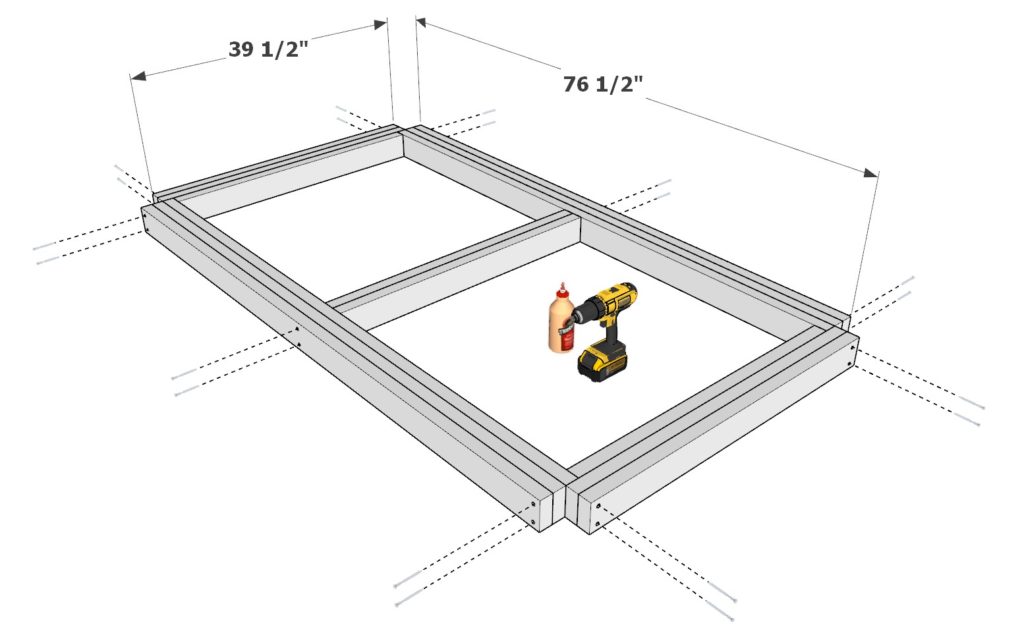 DIY bunk bed frame construction