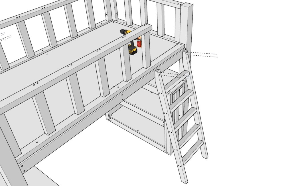 Installation of loft bed ladder.