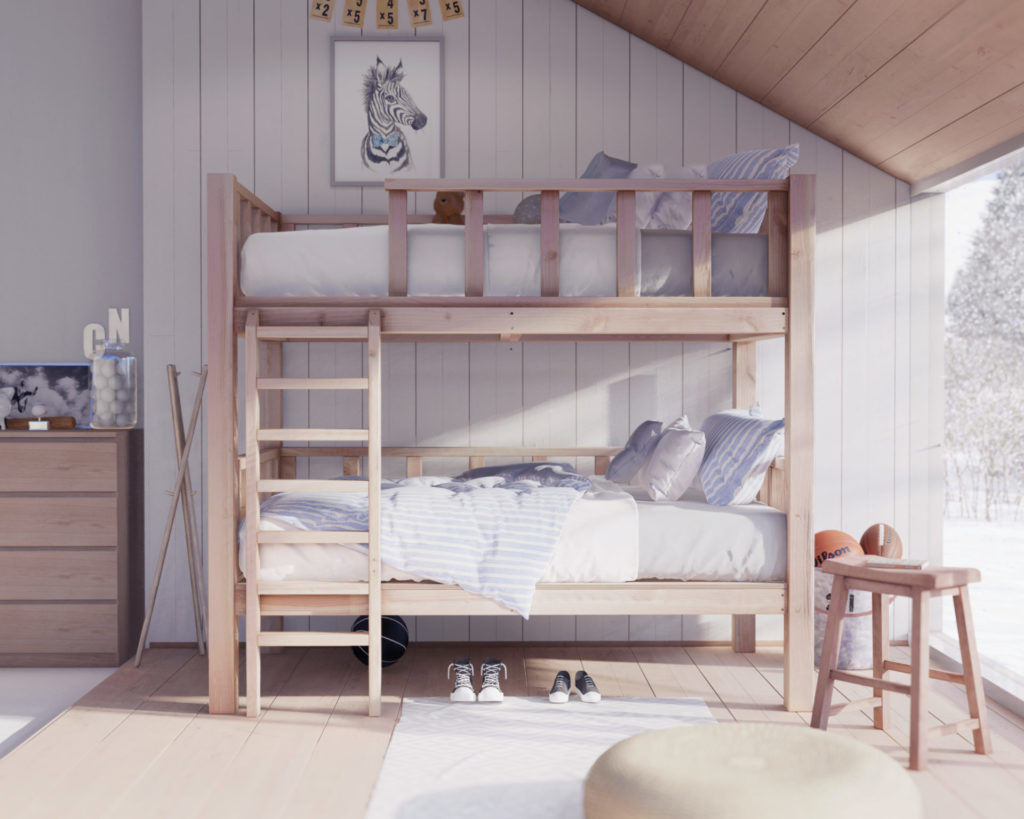 DIY wooden twin bunk bed, do it yourself plan.