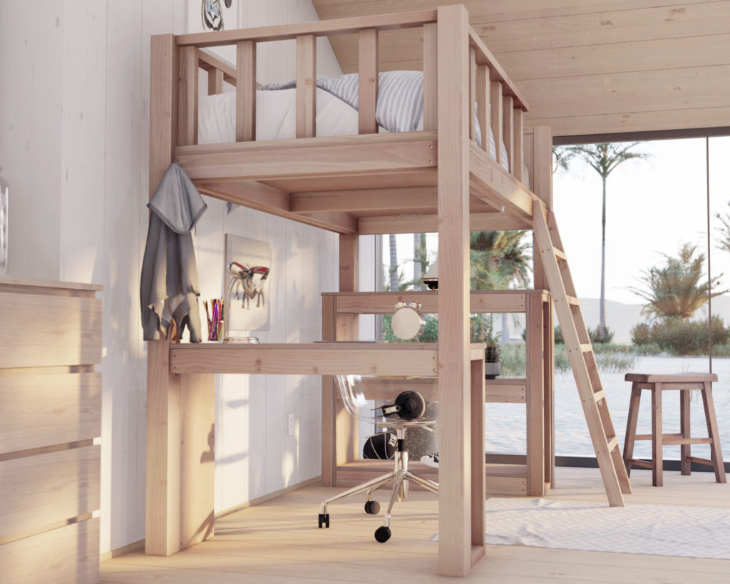 DIY wooden twin loft bed, do it yourself plan.