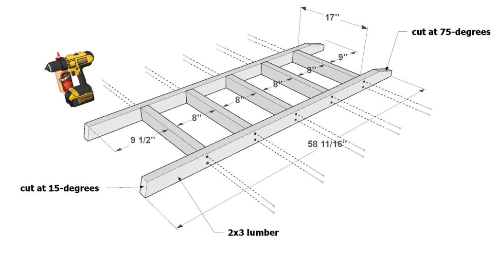 Construction of loft bed ladder