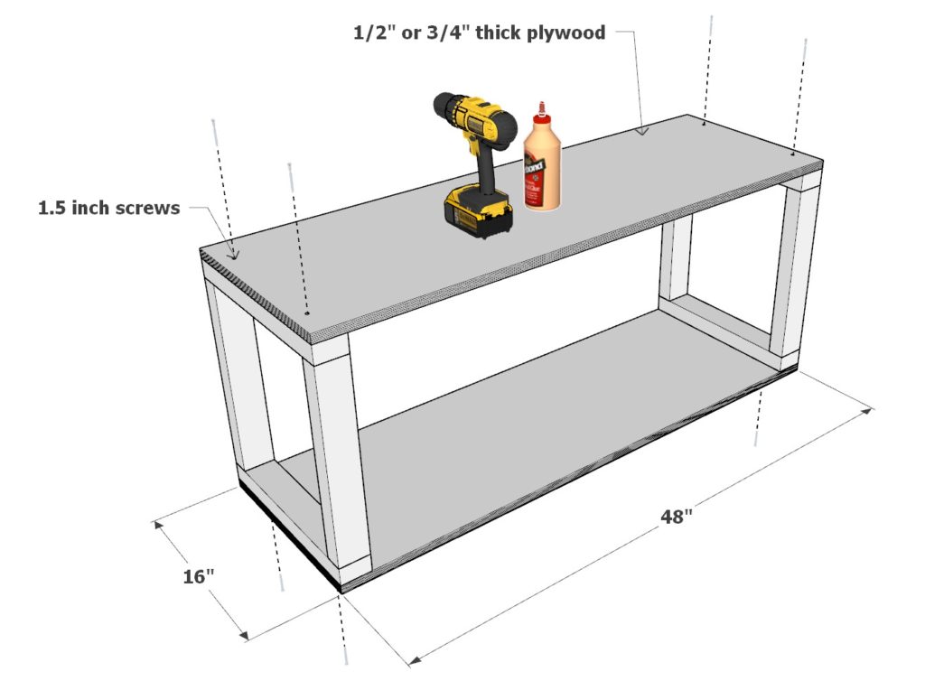 Adding plywood to storage shelf