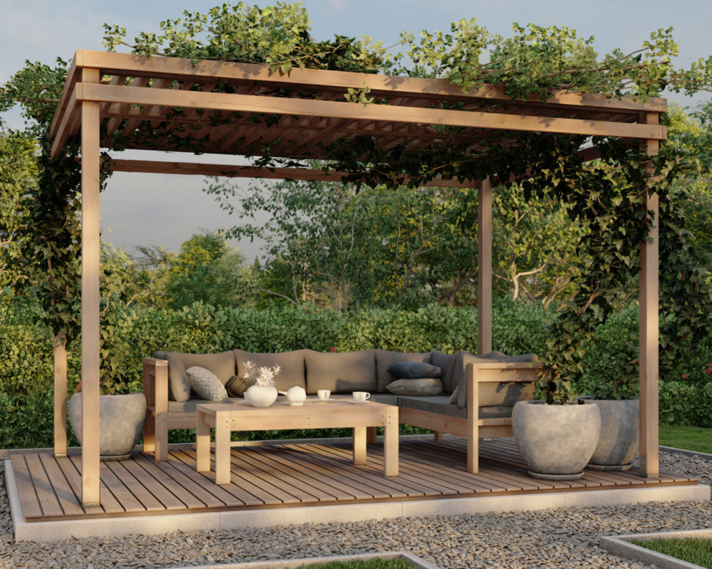 DIY patio cover, DIY pergola, DIY sectional plan, DIY coffee table