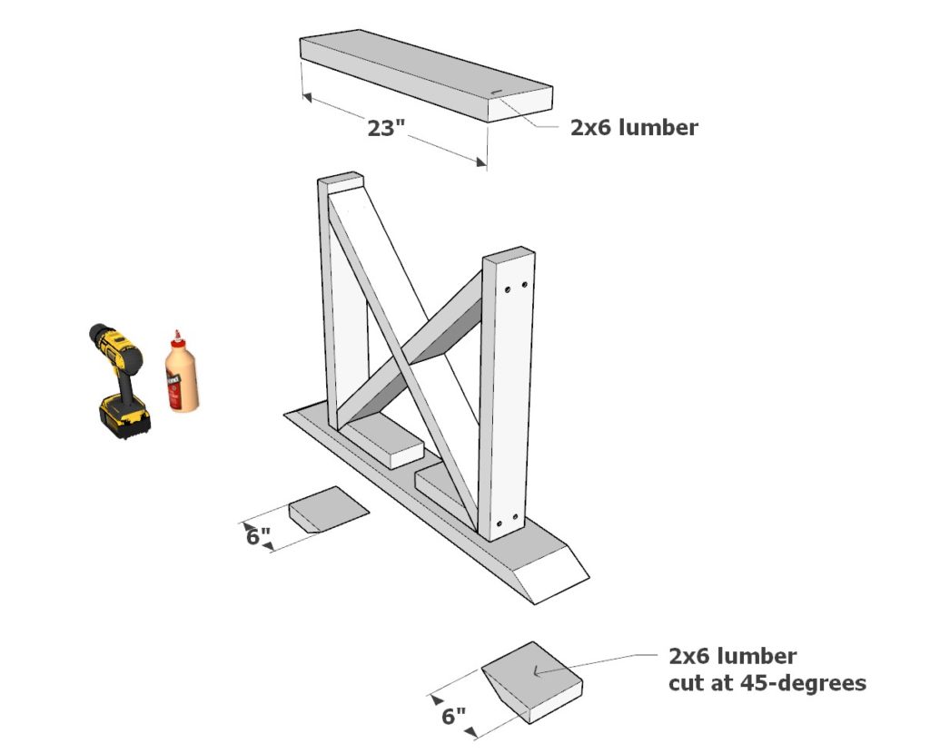 Joining 2x6 lumber to DIY folding table base legs