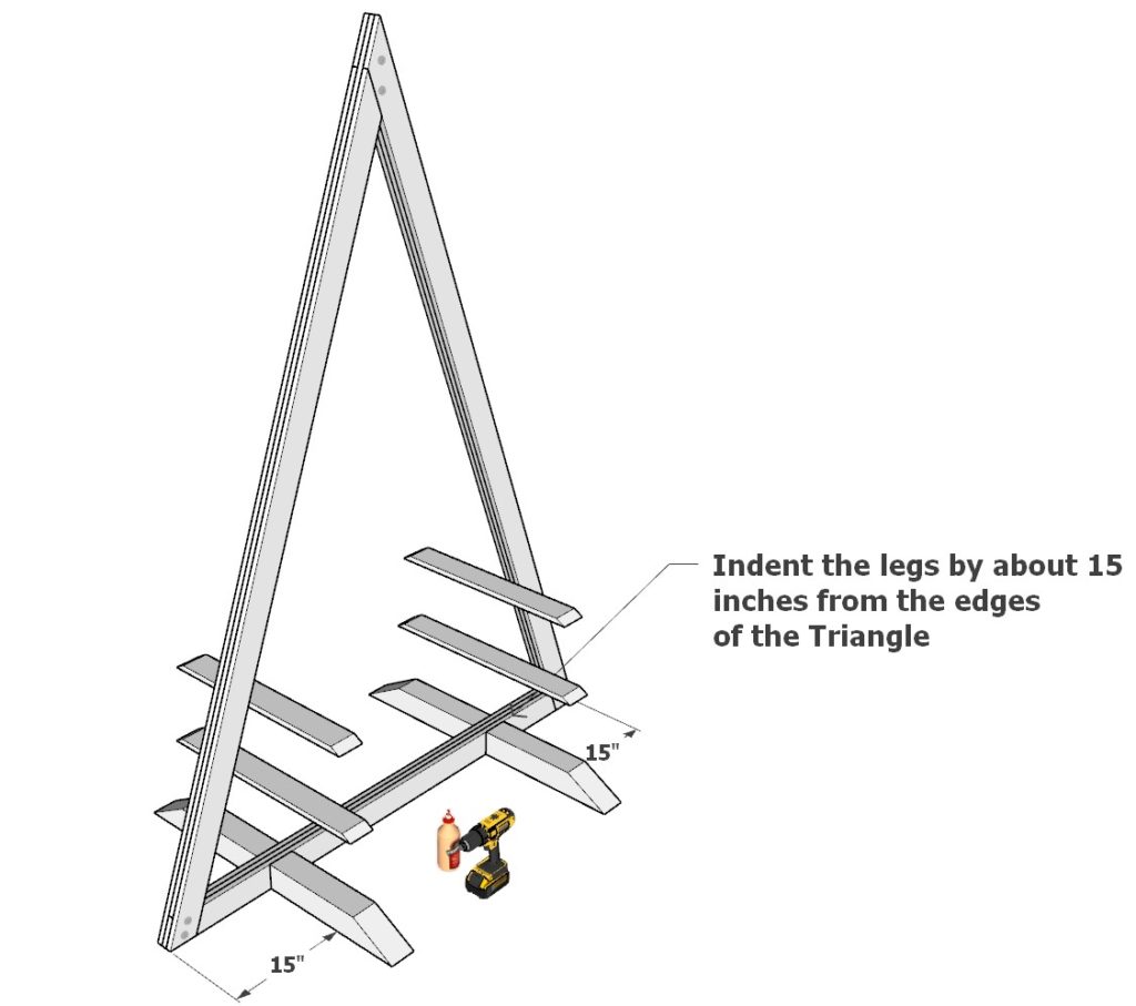 Portable triangle Wedding Arbor legs and base assemble