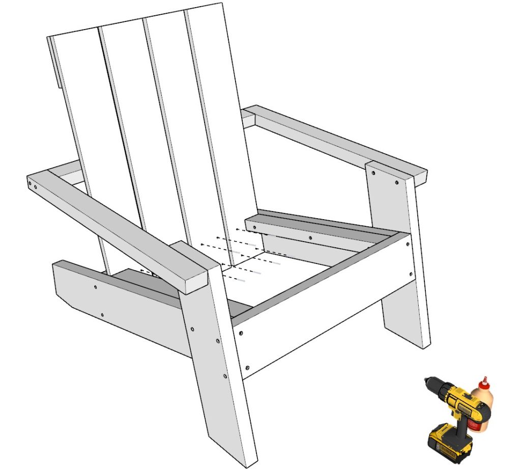 DIY Adirondack Chair back rest assembly and installation