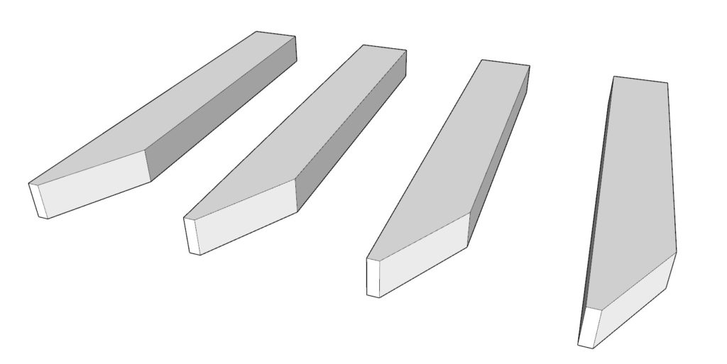 Four 2x3 lumber arm rest components