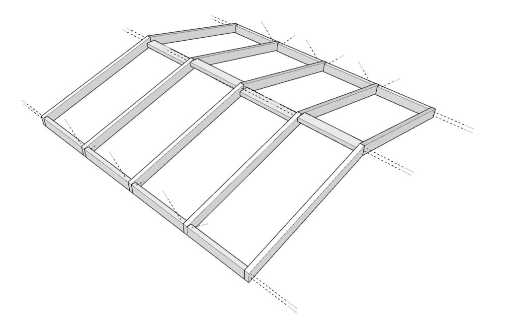 2x4 DIY shed roof assembly