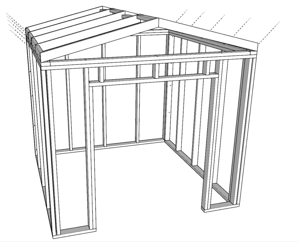 2x4 DIY shed roof assembly